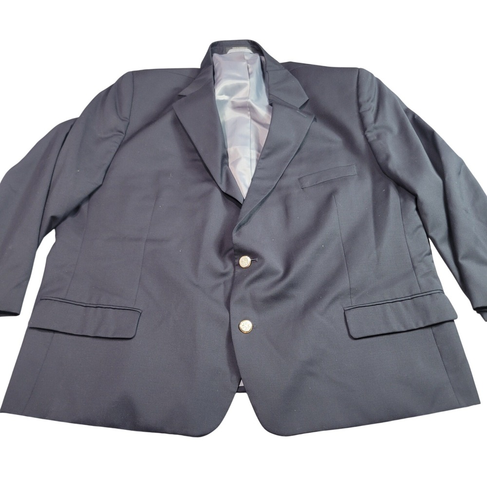 Dario di Napoli Mens Navy Blue 100% Wool Blazer Gold Crest Buttons Size 54R